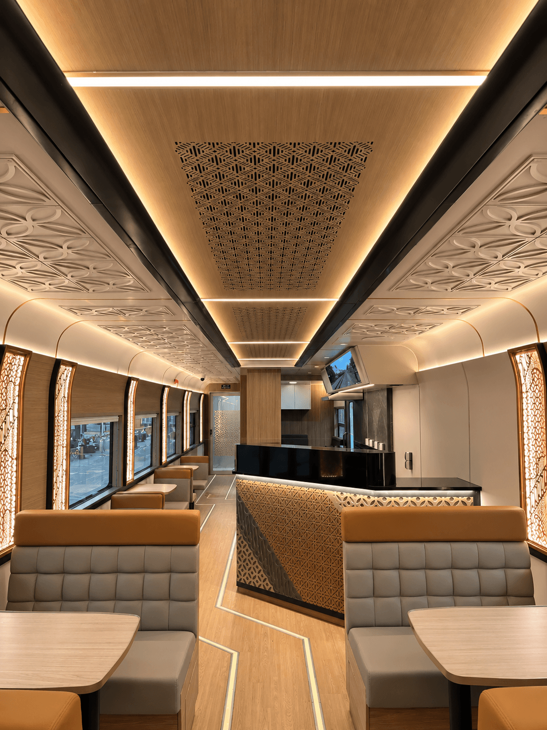 Dining car interior overview